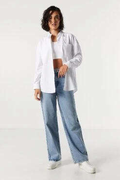 Oversized Poplin Button-Up Top 17 Oversized Poplin Button-Up Top -Deals Drape & Denim Store 070231811320 10 2