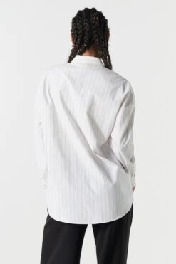 Pinstriped Button-Up Top 16 Pinstriped Button-Up Top -Deals Drape & Denim Store 070231811321 24 1