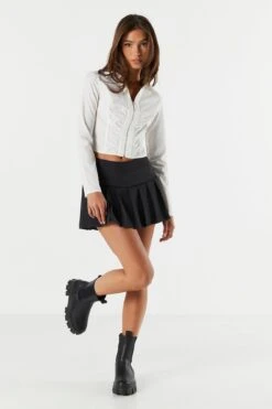 Poplin Collared Zip-Up Top -Deals Drape & Denim Store 070231811332 10 2