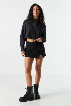 Poplin Cropped Button-Up Shirt -Deals Drape & Denim Store 070231811337 01 2