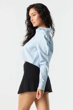 Poplin Cropped Button-Up Shirt -Deals Drape & Denim Store 070231811337 40 1