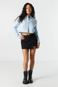 Poplin Cropped Button-Up Shirt -Deals Drape & Denim Store 070231811337 40 2