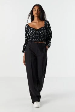 Black Floral Smocked Milkmaid Top 5 Black Floral Smocked Milkmaid Top -Deals Drape & Denim Store 070231811338 01 2