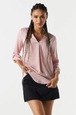 Satin V-Neck Blouse