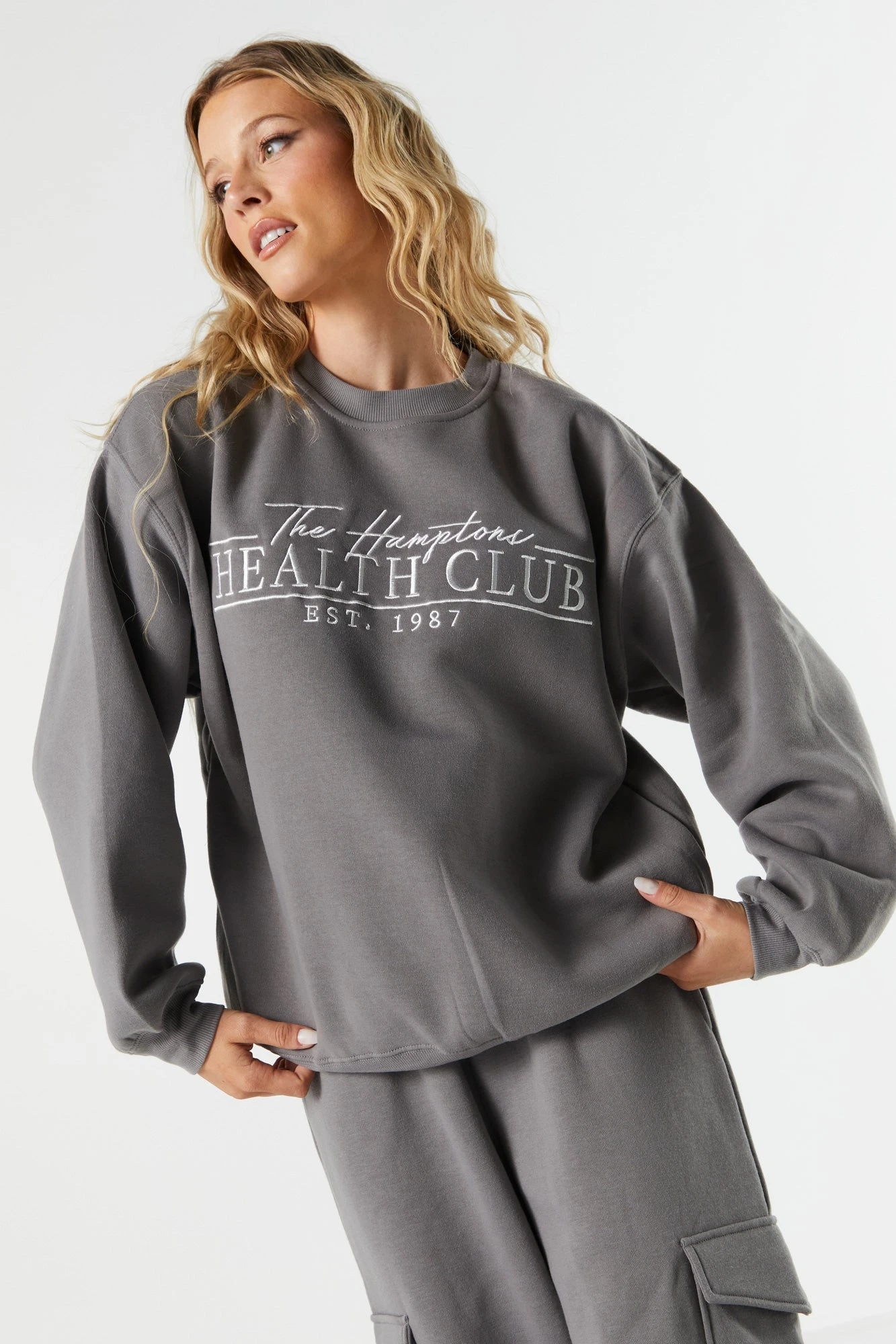 Hamptons ClubEmbroidered Crewneck Sweatshirt 1 Hamptons ClubEmbroidered Crewneck Sweatshirt