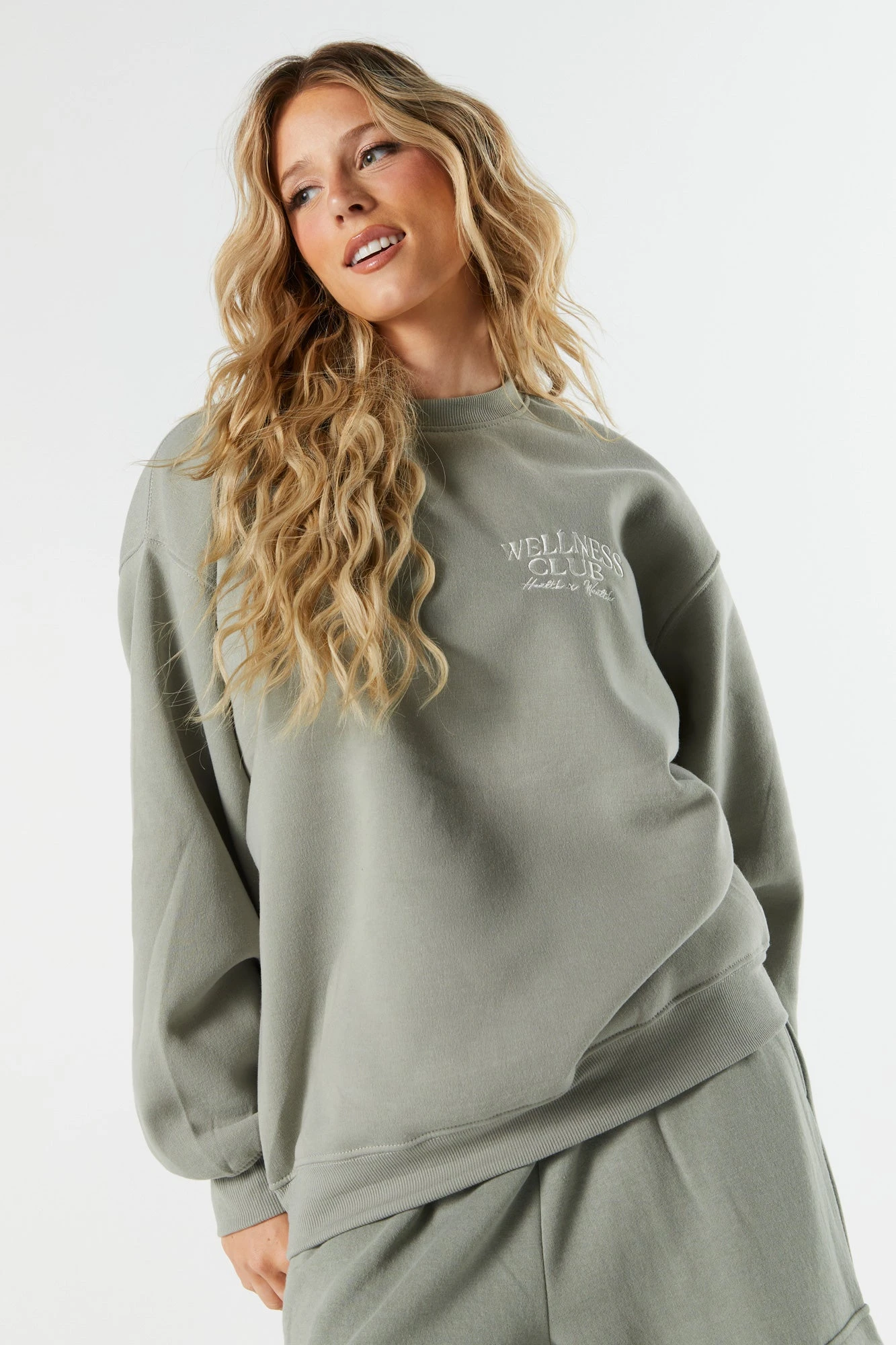 Wellness Club Embroidered Crewneck Sweatshirt 1 Wellness Club Embroidered Crewneck Sweatshirt