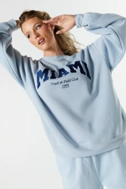 Miami Embroidered Crewneck Sweatshirt