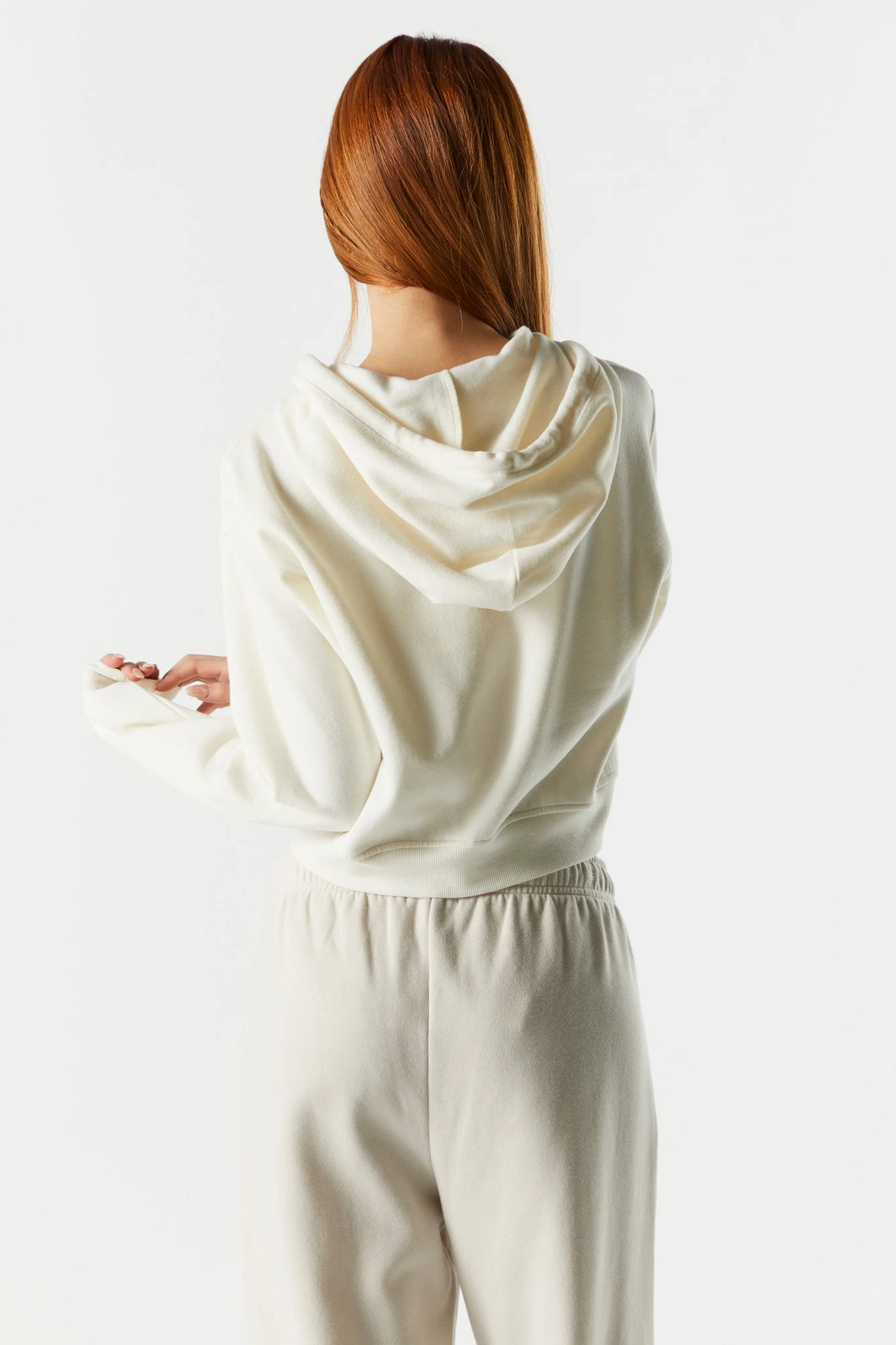 Solid Fleece Cropped Zip-Up Hoodie 2 Solid Fleece Cropped Zip-Up Hoodie - Image 2