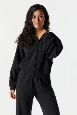 Fleece Zip Up Varsity Hoodie 9 Fleece Zip Up Varsity Hoodie -Deals Drape & Denim Store 070630726770 01