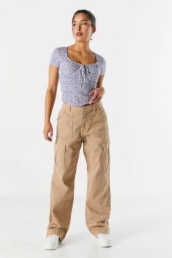 Floral Print Corset Short Sleeve Top -Deals Drape & Denim Store 070864389181 11 2