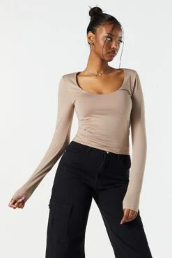 Contour Scoop Neck Long Sleeve Top 38 Contour Scoop Neck Long Sleeve Top -Deals Drape & Denim Store 071003039223 89