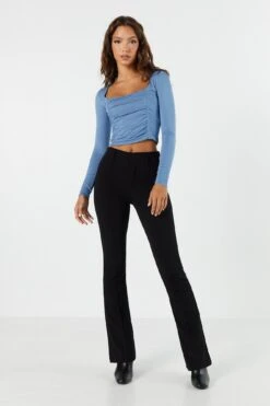 Ruched Long Sleeve Crop Top 11 Ruched Long Sleeve Crop Top -Deals Drape & Denim Store 071003039324 39 2
