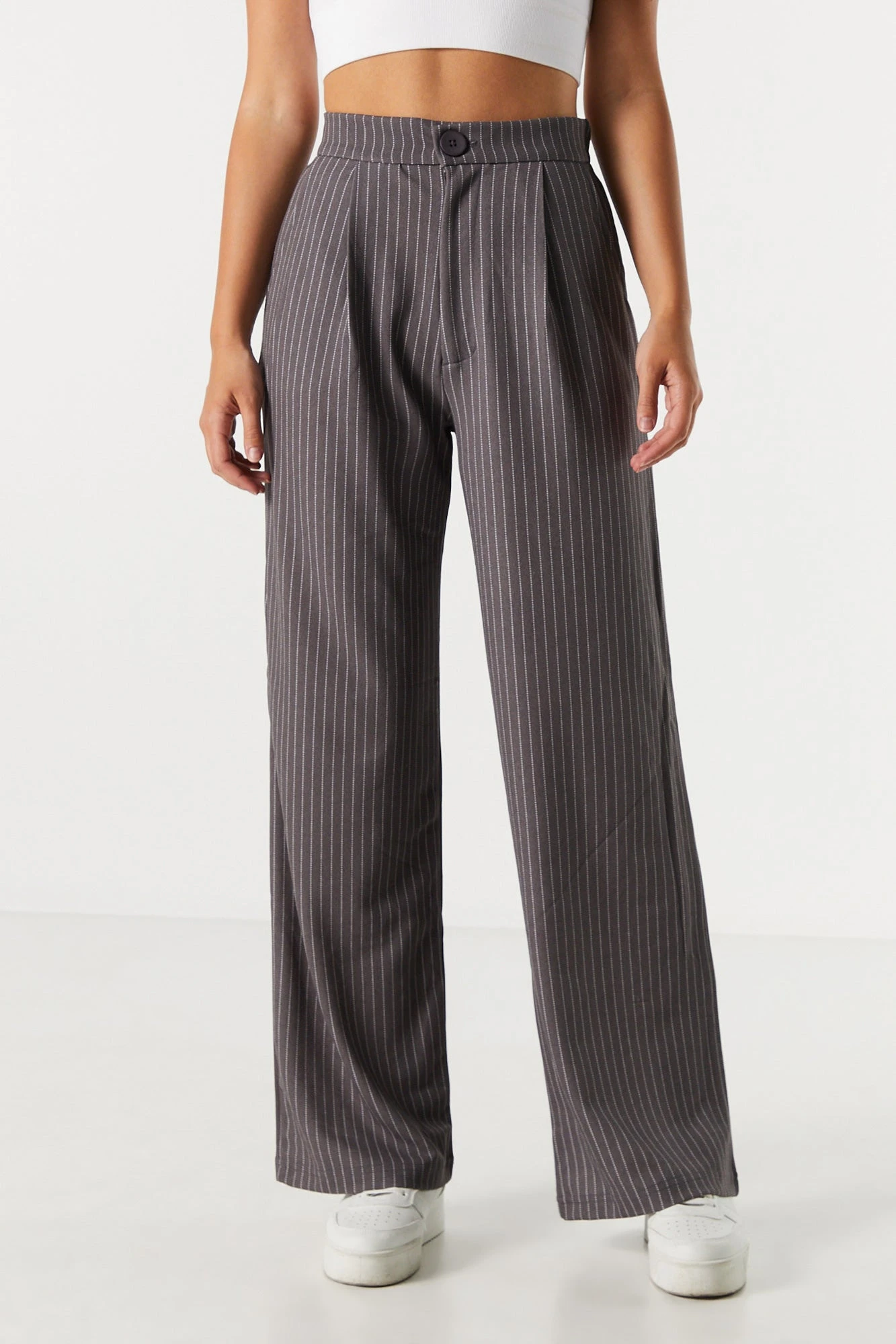 Pinstriped Crepe High Rise Dress Pant 2 Pinstriped Crepe High Rise Dress Pant - Image 2