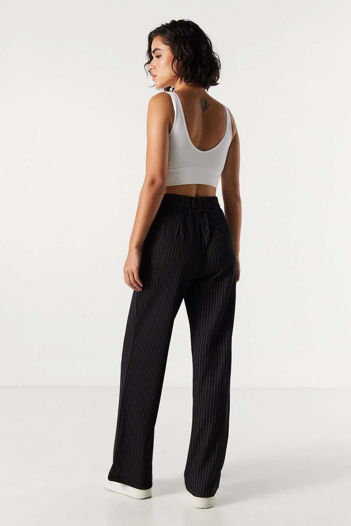 Pinstriped Crepe High Rise Dress Pant 6 Pinstriped Crepe High Rise Dress Pant - Image 6