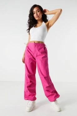 Canvas High-Rise Cargo Parachute Pant -Deals Drape & Denim Store 071465531334 66