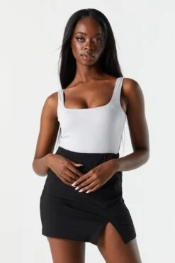 High Rise Slit Mini Skirt