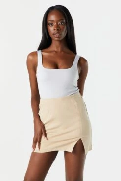High Rise Slit Mini Skirt -Deals Drape & Denim Store 071503542468 24