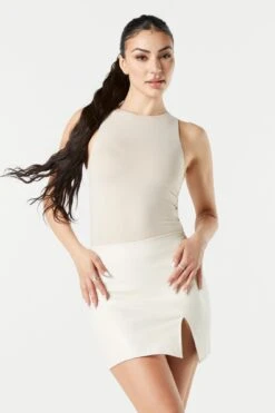 Faux Leather Slit Mini Skirt 9 Faux Leather Slit Mini Skirt -Deals Drape & Denim Store 071542632442 35