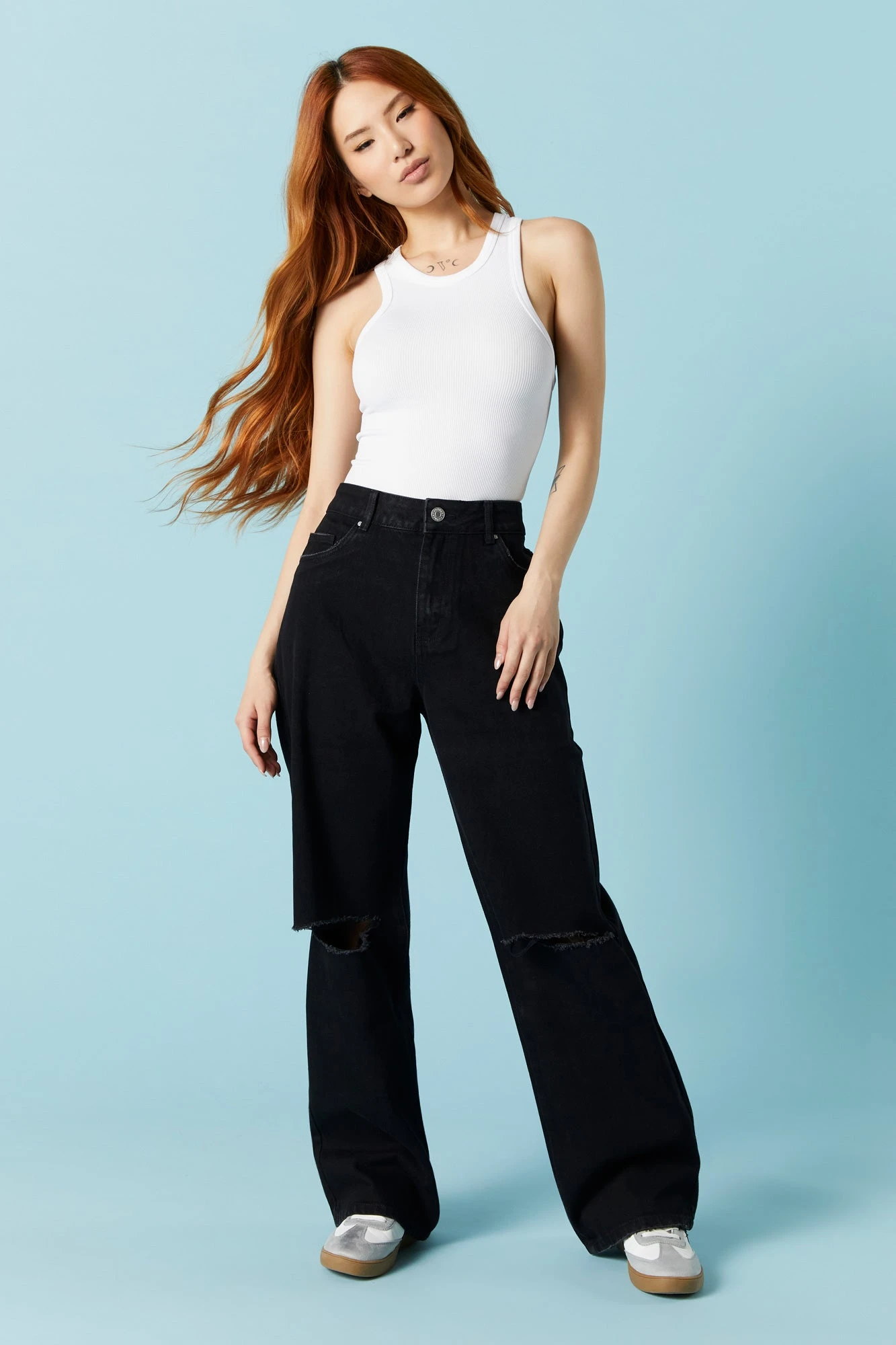 Osaka Black Wash Distressed Baggy Jean 1 Osaka Black Wash Distressed Baggy Jean