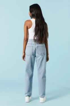 Light Wash Distressed Mom Jean -Deals Drape & Denim Store 071664647796 38 2