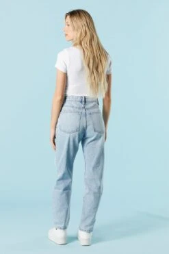 Light Wash Heavy Distressed Mom Jean 5 Light Wash Heavy Distressed Mom Jean -Deals Drape & Denim Store 071664647798 38 2