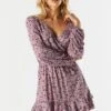 Lilac Floral Tiered Wrap Dress