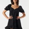 Puff Sleeve Babydoll Mini Dress