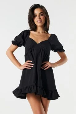 Puff Sleeve Babydoll Mini Dress