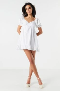 Puff Sleeve Babydoll Mini Dress -Deals Drape & Denim Store 073203033731 10 2