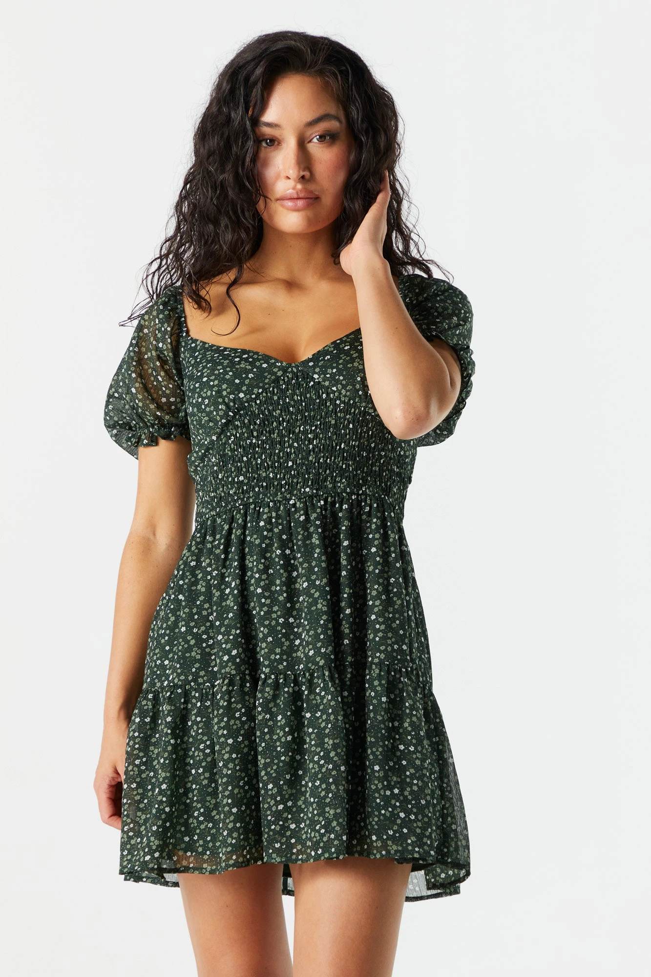 Smocked Short Sleeve Tiered Dress 1 Smocked Short Sleeve Tiered Dress