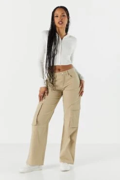 Ribbed Zip-Up Cropped Hoodie -Deals Drape & Denim Store 073957904084 35 2