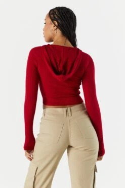 Ribbed Zip-Up Cropped Hoodie -Deals Drape & Denim Store 073957904084 60 1