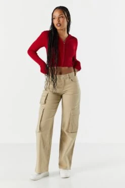 Ribbed Zip-Up Cropped Hoodie -Deals Drape & Denim Store 073957904084 60 2