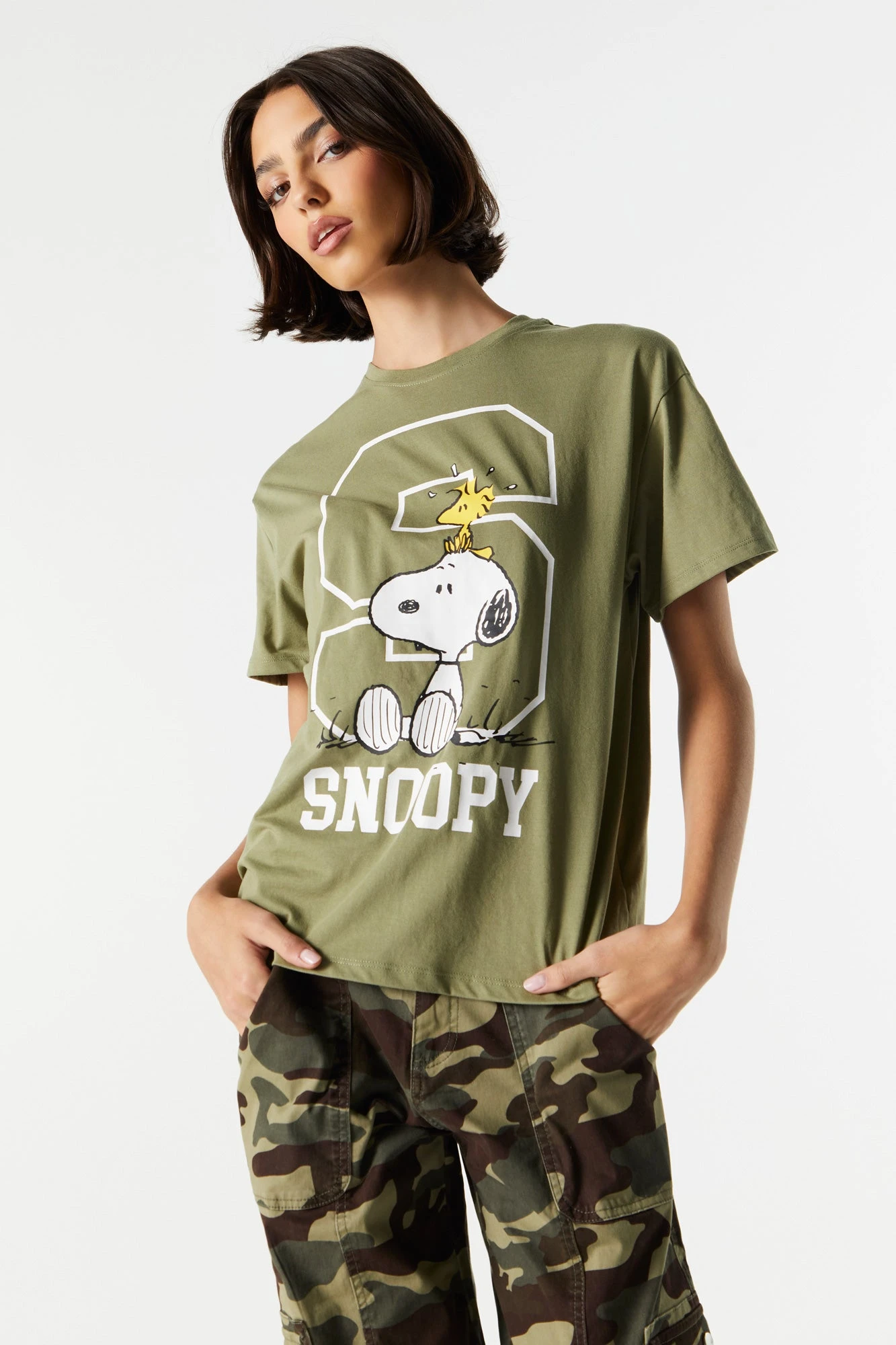Snoopy Graphic Boyfriend T-Shirt 1 Snoopy Graphic Boyfriend T-Shirt