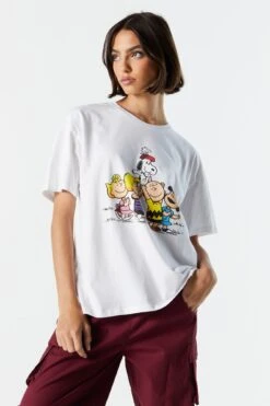 White Peanuts Graphic Boyfriend T-Shirt