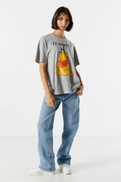 Grey Winnie The Pooh Graphic Boyfriend T-Shirt 5 Grey Winnie The Pooh Graphic Boyfriend T-Shirt -Deals Drape & Denim Store 075036589692 04 2