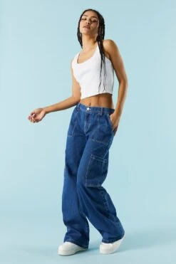 Dark Wash Porkchop Pocket Cargo Jean