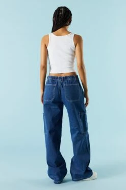 Dark Wash Porkchop Pocket Cargo Jean -Deals Drape & Denim Store 075639071211 39 2