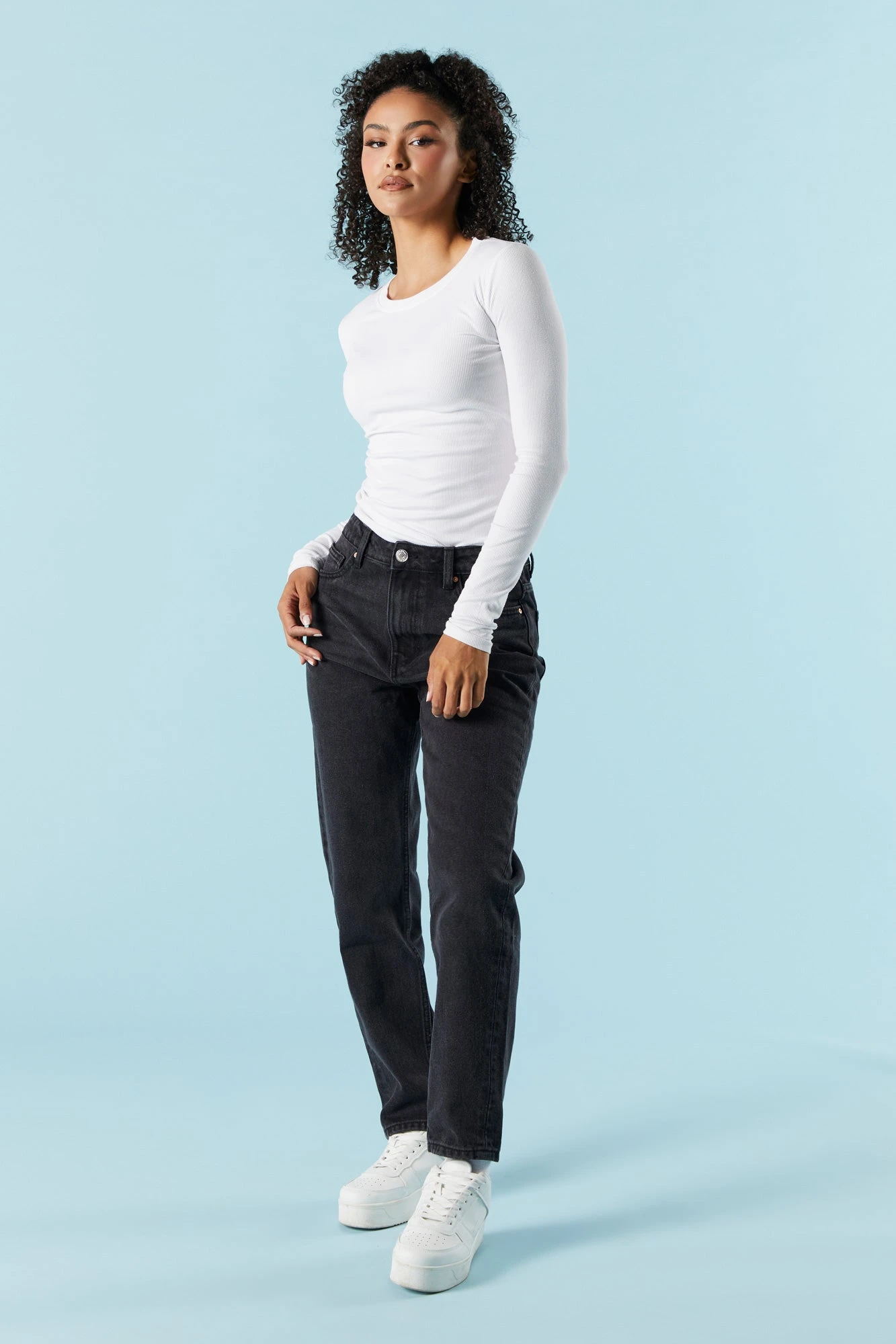 Black Wash Denim Mom Jean 1 Black Wash Denim Mom Jean