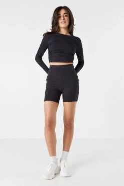 Side Cinched Long Sleeve Top -Deals Drape & Denim Store 078603036836 01 2