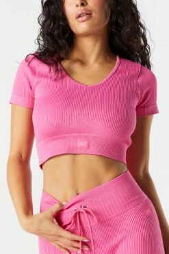 Sommer Ray Seamless Active Ribbed Short Sleeve Tee -Deals Drape & Denim Store 078648028980 66 3