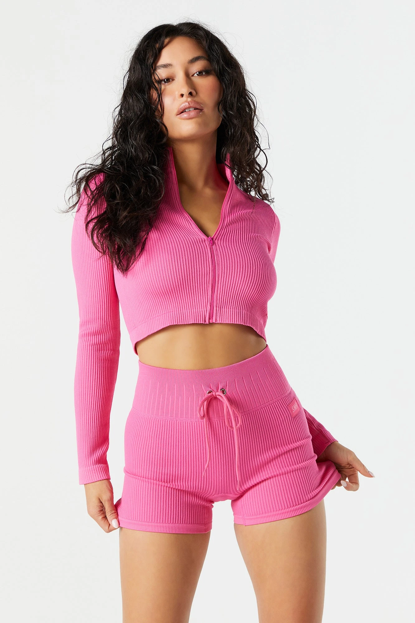 Sommer Ray Seamless Active Ribbed Tie Shortie 1 Sommer Ray Seamless Active Ribbed Tie Shortie