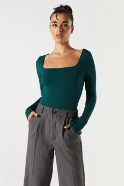 Contour Square Neck Long Sleeve Bodysuit -Deals Drape & Denim Store 079003039232 33 0