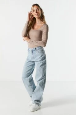 Contour Square Neck Long Sleeve Bodysuit -Deals Drape & Denim Store 079003039232 89 4