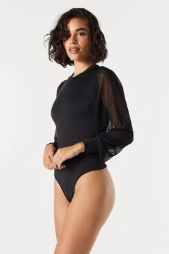 Contour Mesh Sleeve Bodysuit -Deals Drape & Denim Store 079003039234 01 2