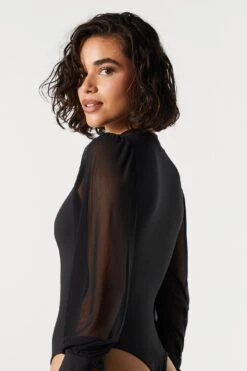 Contour Mesh Sleeve Bodysuit -Deals Drape & Denim Store 079003039234 01 3