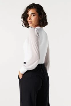 Contour Mesh Sleeve Bodysuit -Deals Drape & Denim Store 079003039234 10 1