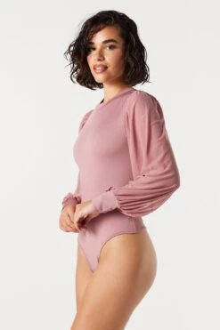 Contour Mesh Sleeve Bodysuit -Deals Drape & Denim Store 079003039234 65 2