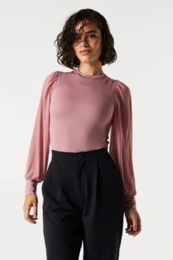 Contour Mesh Sleeve Bodysuit -Deals Drape & Denim Store 079003039234 65