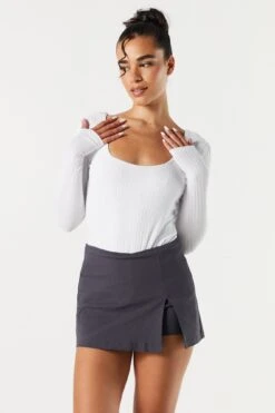 Ribbed Square Neck Long Sleeve Bodysuit -Deals Drape & Denim Store 079003039324 10